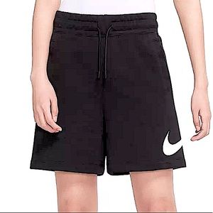 Nike Sportswear High Waisted Swoosh French Terry Shorts Black Size S NWT